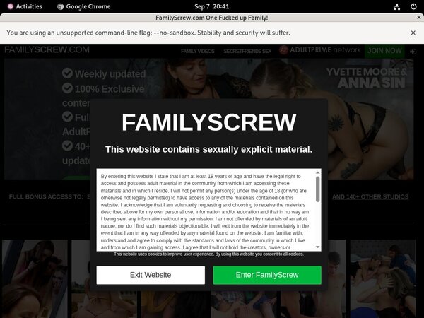 Family Screw Sign Up Page